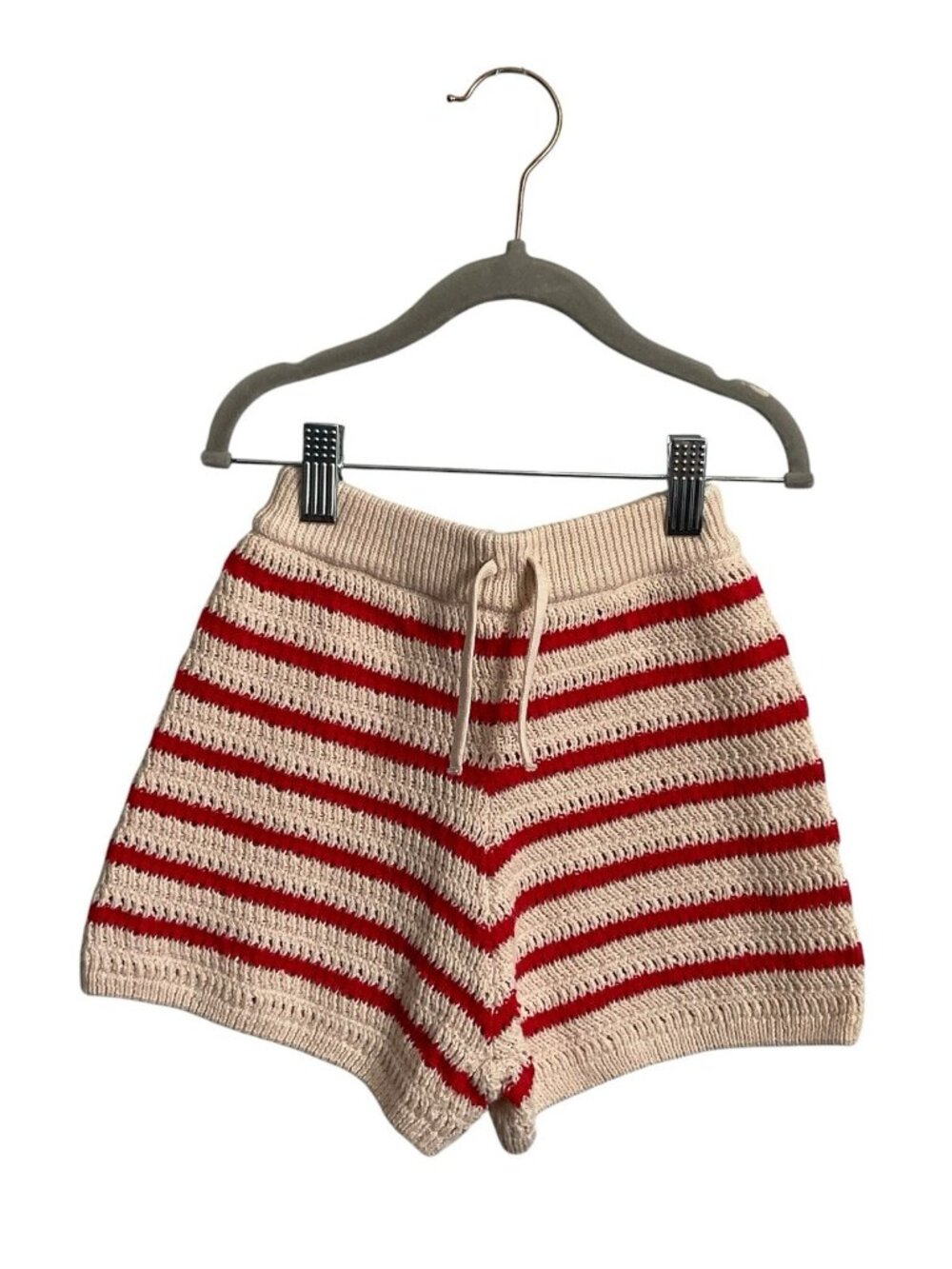 Zara Short Girls Cotton Knit Striped Beige With Red Size 5-6 Years